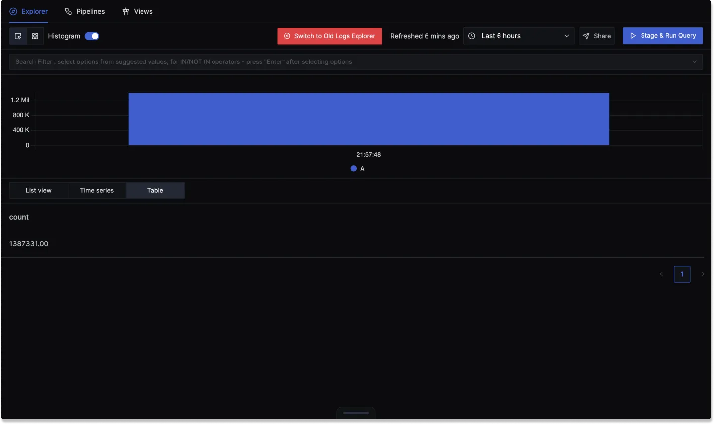 Table View in the Logs Explorer